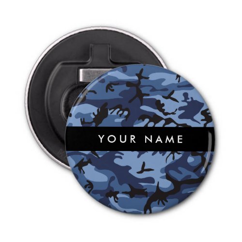 Navy Blue Camouflage Your name Personalize Bottle Opener