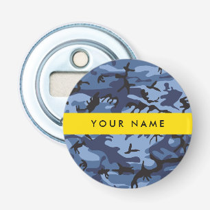 Navy Blue Camouflage Your name Personalize Bottle Opener