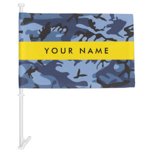 Navy Blue Camouflage Your name Personalize Car Flag