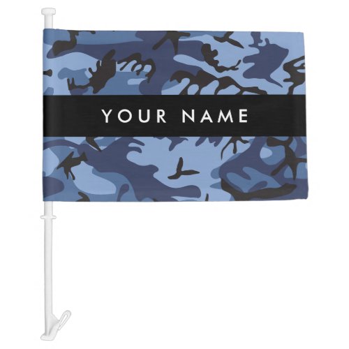 Navy Blue Camouflage Your name Personalize Car Flag