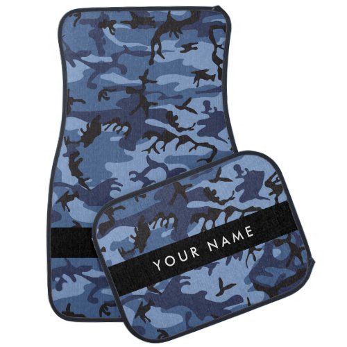 Navy Blue Camouflage Your name Personalize Car Floor Mat