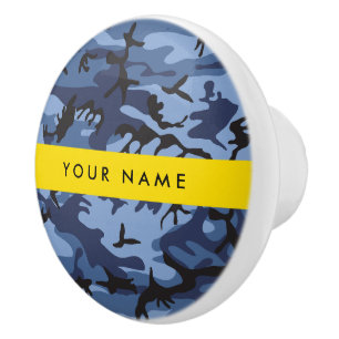 Navy Blue Camouflage Your name Personalize Ceramic Knob