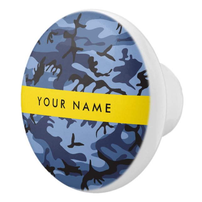 Navy Blue Camouflage Your name Personalize Ceramic Knob (Right)