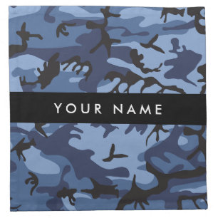 Navy Blue Camouflage Your name Personalize Cloth Napkin