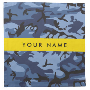 Navy Blue Camouflage Your name Personalize Cloth Napkin
