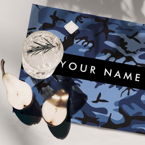 Navy Blue Camouflage Your name Personalize Cloth Placemat