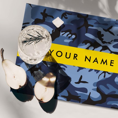 Navy Blue Camouflage Your name Personalize Cloth Placemat