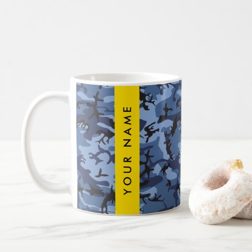 Navy Blue Camouflage Your name Personalize Coffee Mug