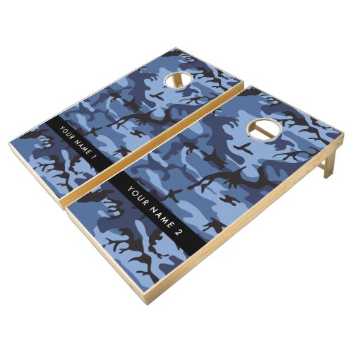 Navy Blue Camouflage Your name Personalize Cornhole Set