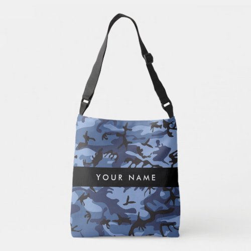 Navy Blue Camouflage Your name Personalize Crossbody Bag
