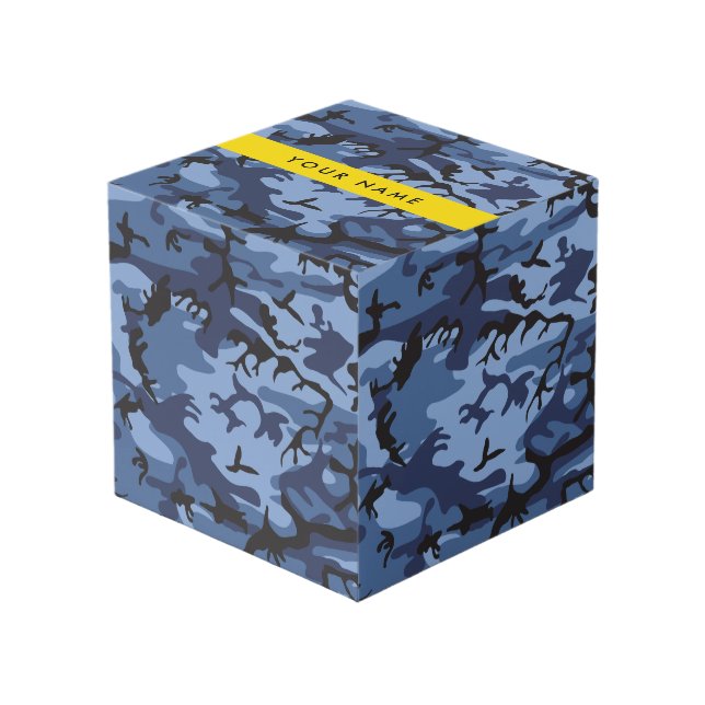 Navy Blue Camouflage Your name Personalize Cube (Front Angled)