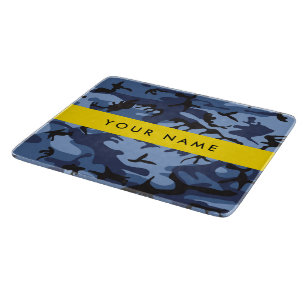 Navy Blue Camouflage Your name Personalize Cutting Board