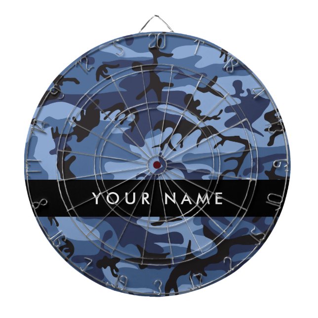 Navy Blue Camouflage Your name Personalize Dart Board (Front)