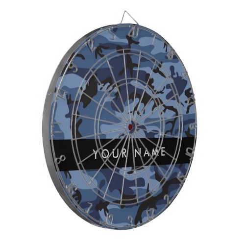 Navy Blue Camouflage Your name Personalize Dart Board