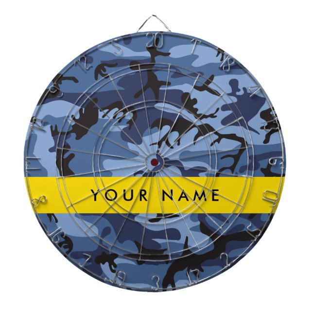 Navy Blue Camouflage Your name Personalize Dart Board (Front)