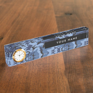 Navy Blue Camouflage Your name Personalize Desk Name Plate