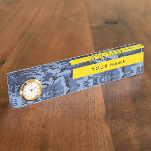 Navy Blue Camouflage Your name Personalize Desk Name Plate