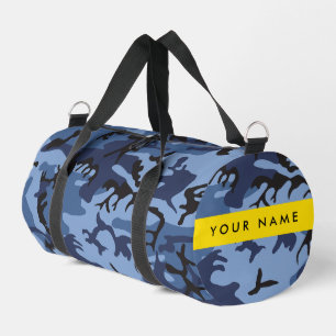 Navy Blue Camouflage Your name Personalize Duffle Bag