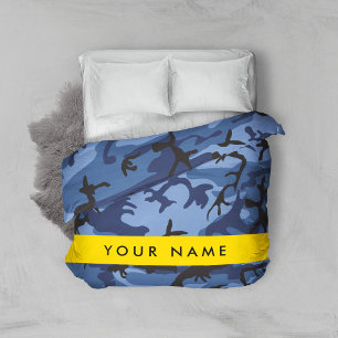 Navy Blue Camouflage Your name Personalize Duvet Cover