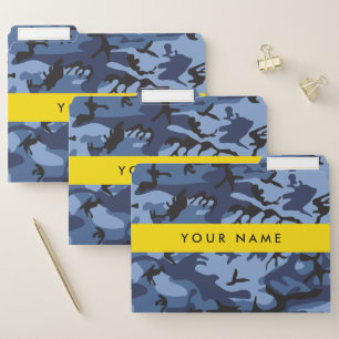 Navy Blue Camouflage Your name Personalize File Folder