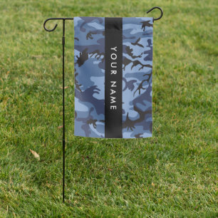 Navy Blue Camouflage Your name Personalize Garden Flag