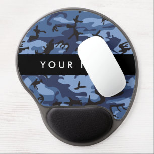 Navy Blue Camouflage Your name Personalize Gel Mouse Pad