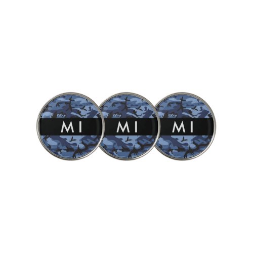 Navy Blue Camouflage Your name Personalize Golf Ball Marker