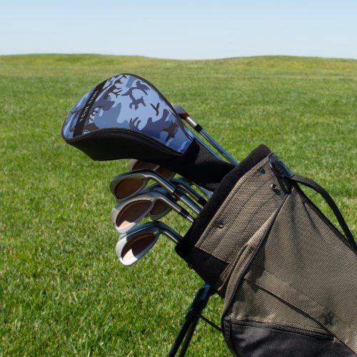 Navy Blue Camouflage Your name Personalize Golf Head Cover