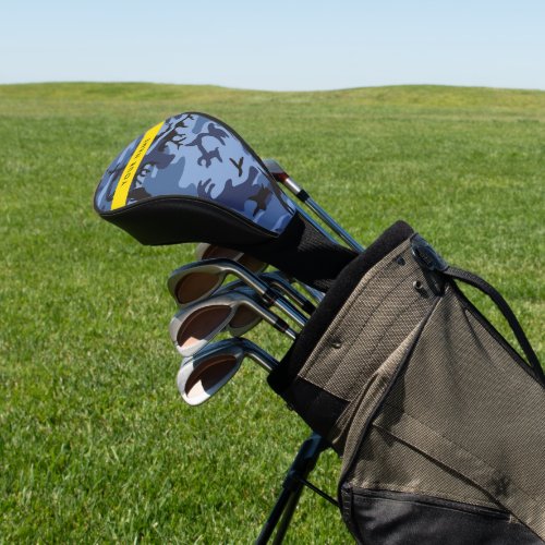 Navy Blue Camouflage Your name Personalize Golf Head Cover