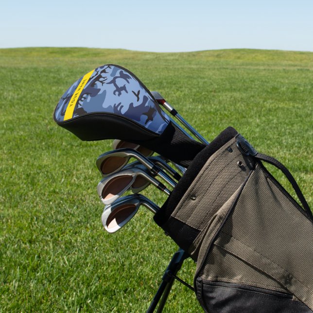 Navy Blue Camouflage Your name Personalize Golf Head Cover (In Situ)