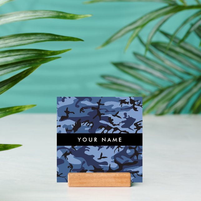 Navy Blue Camouflage Your name Personalize Holder (Insitu 2 (Back))