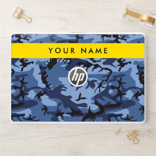 Navy Blue Camouflage Your name Personalize HP Laptop Skin