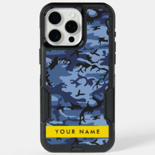Navy Blue Camouflage Your name Personalize iPhone 15 Pro Max Case