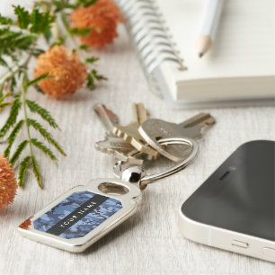 Navy Blue Camouflage Your name Personalize Keychain