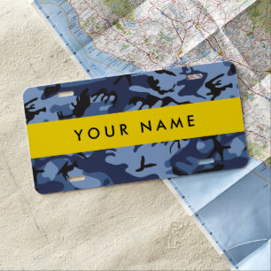 Navy Blue Camouflage Your name Personalize License Plate