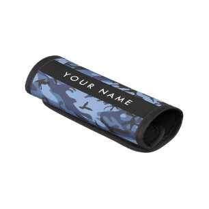 Navy Blue Camouflage Your name Personalize Luggage Handle Wrap