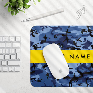 Navy Blue Camouflage Your name Personalize Mouse Pad