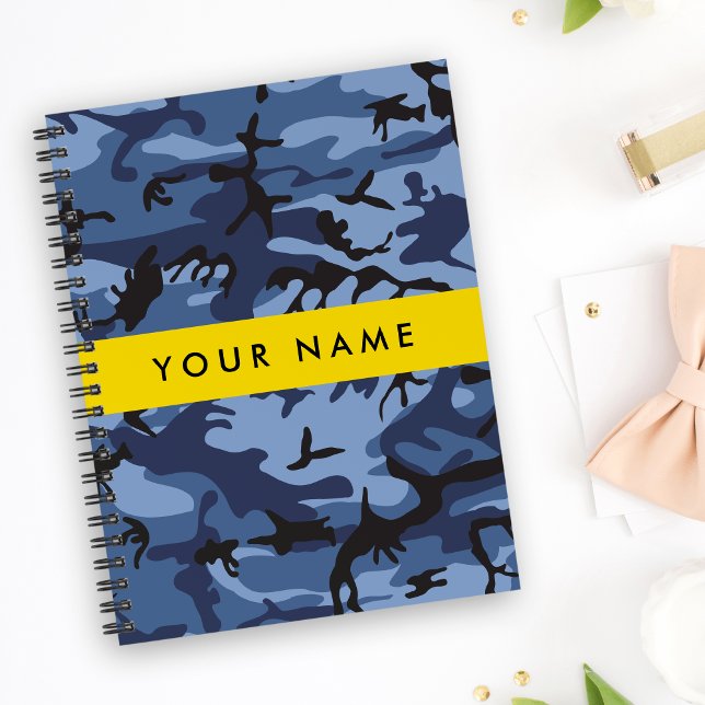 Navy Blue Camouflage Your name Personalize Notebook (Creator Uploaded)