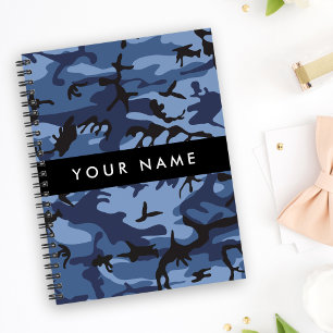 Navy Blue Camouflage Your name Personalize Notebook