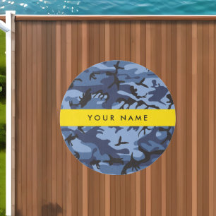 Navy Blue Camouflage Your name Personalize Outdoor Rug