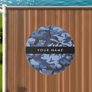 Navy Blue Camouflage Your name Personalize Outdoor Rug