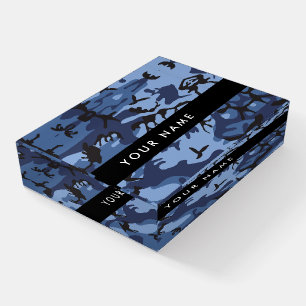 Navy Blue Camouflage Your name Personalize Paperweight