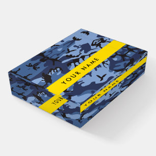 Navy Blue Camouflage Your name Personalize Paperweight
