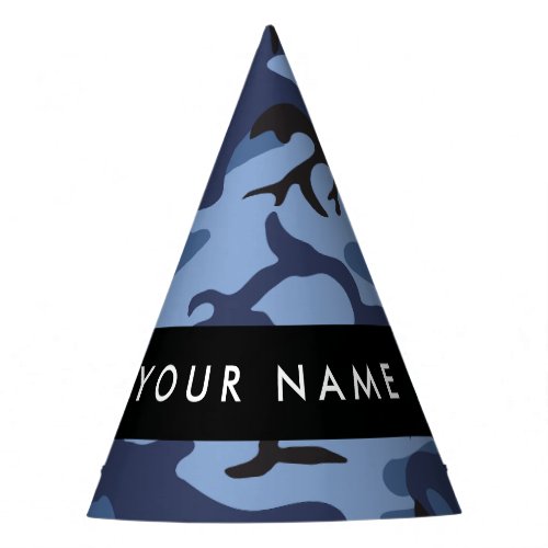 Navy Blue Camouflage Your name Personalize Party Hat