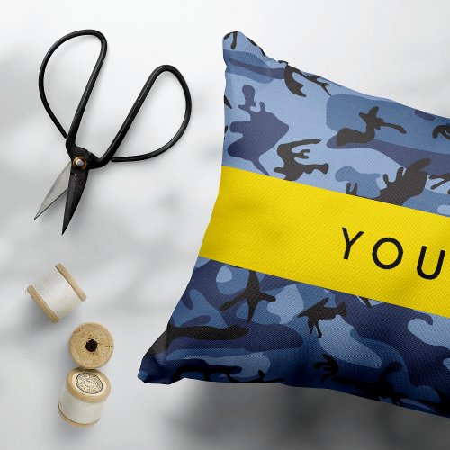 Navy Blue Camouflage Your name Personalize Pet Bed