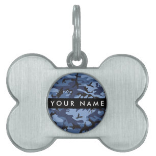 Navy Blue Camouflage Your name Personalize Pet ID Tag