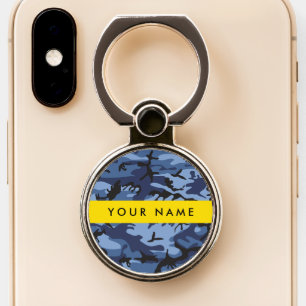 Navy Blue Camouflage Your name Personalize Phone Ring Stand