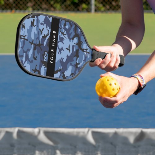 Navy Blue Camouflage Your name Personalize Pickleball Paddle