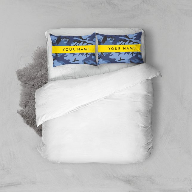 Navy Blue Camouflage Your name Personalize Pillow Case (Creator Uploaded)
