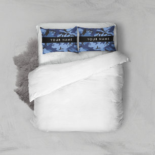 Navy Blue Camouflage Your name Personalize Pillow Case